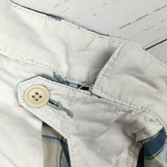 Abercrombie Fitch Mens Plaid Shorts sz 32 Blue Green Casual Flat Front Cotton - Picture 7 of 9